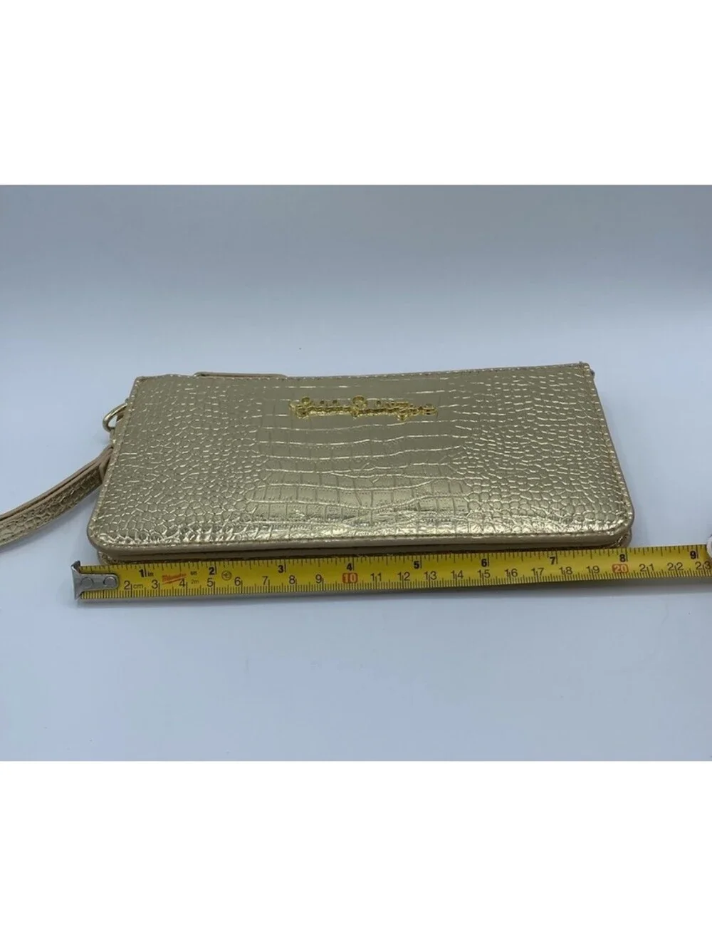 Lilly Pulitzer Gold Animal Print Wristlet Wallet with Zipper & Card Slots Party